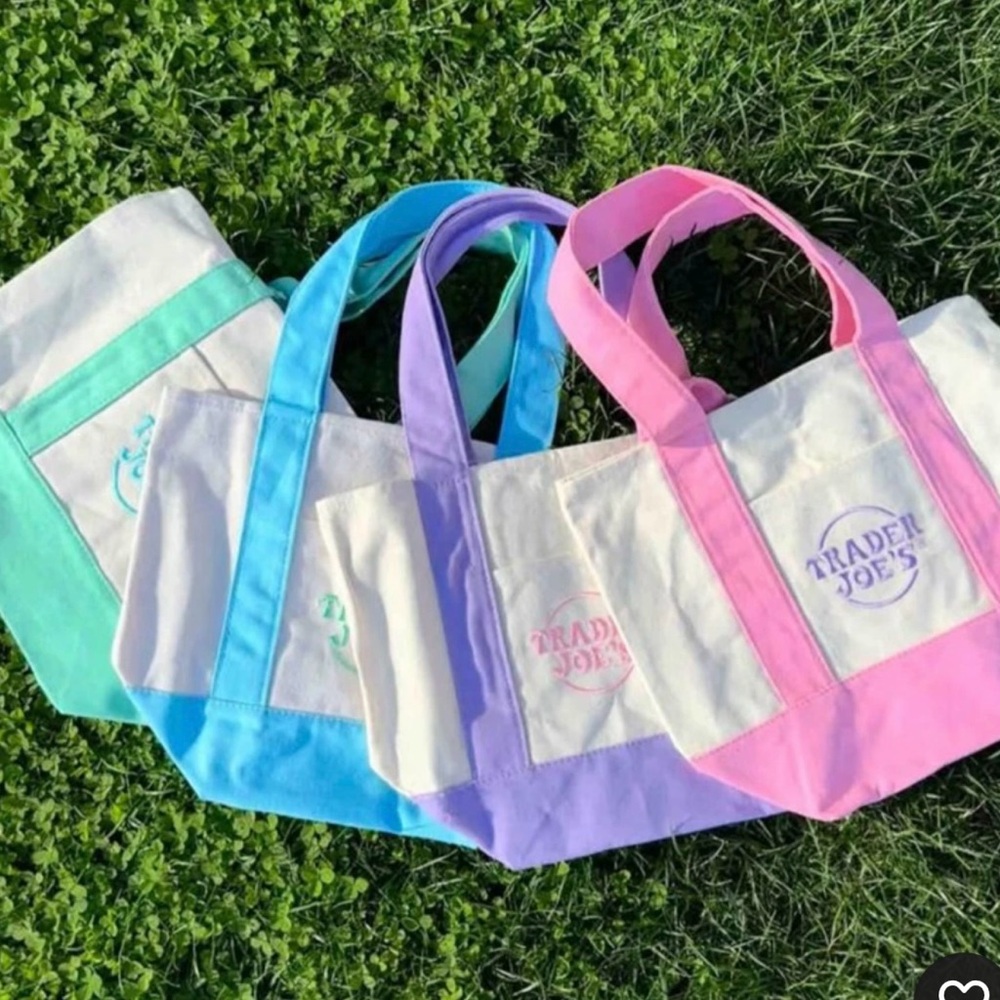 Trader Joe's Pastel Mini Canvas Tote Bags 2025